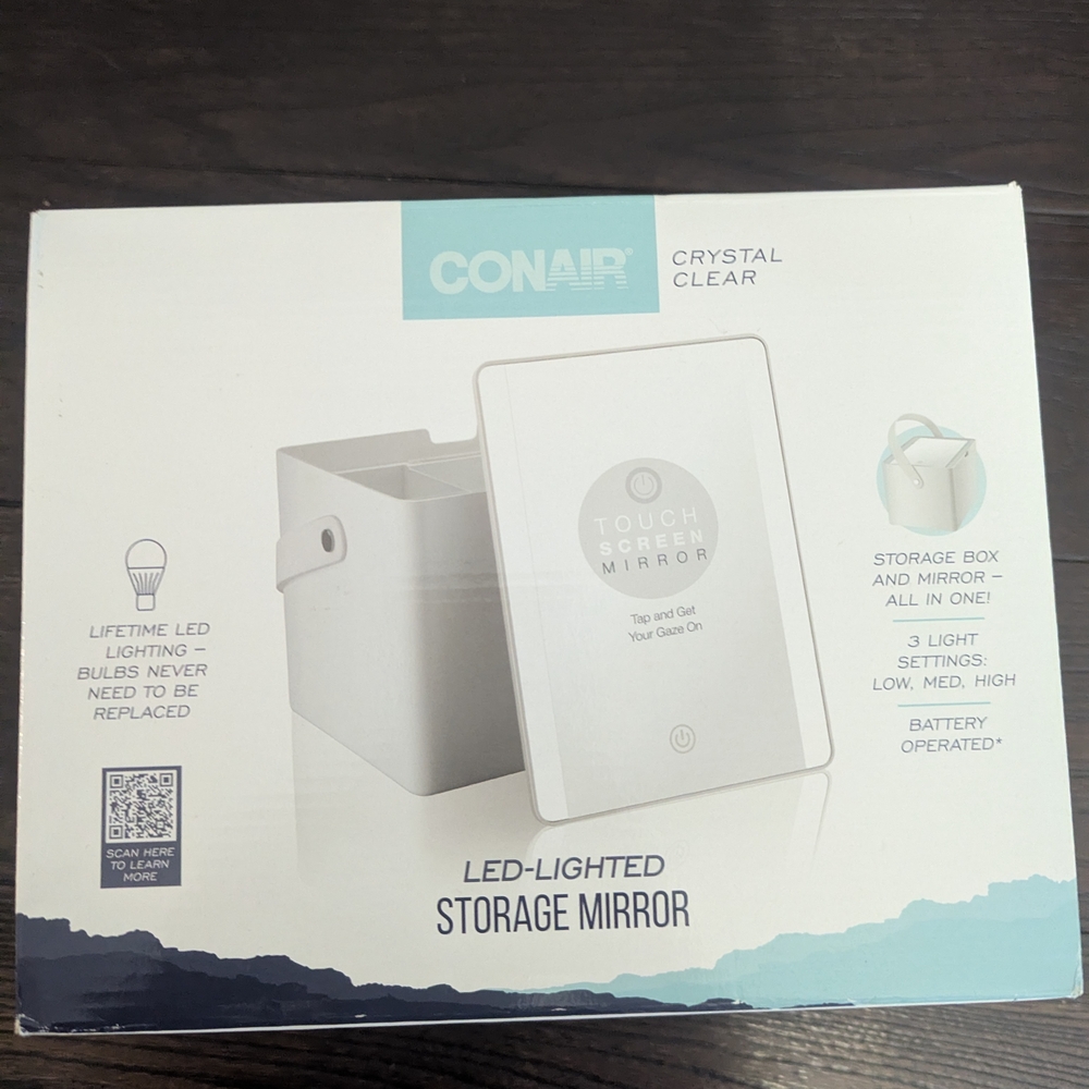 White LED-Lighted Storage Mirror